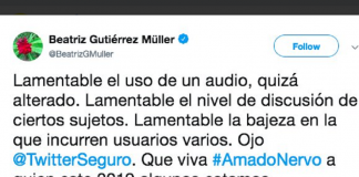 Rechaza Beatriz Gutiérrez Müller haber dicho “Mamado Nervo”.