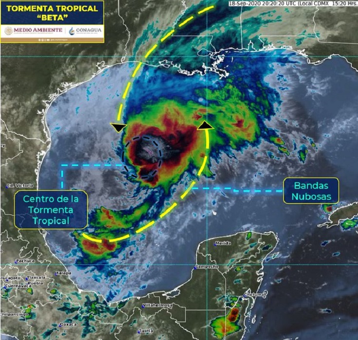 Tormenta tropical Beta crece en el Golfo de México, Veracruz y Puebla