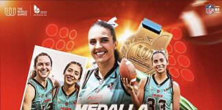 Medalla de Oro para football flag femenil.