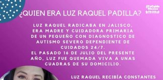 Luz Raquel Padilla, madre cuidadora de un pequeño con autismo, fue quemada viva tras denunciar a su victimario .