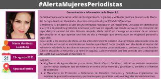 Condenan violencias contra la periodista de Aguascalientes Ma. Del Refugio Martínez