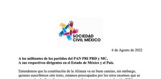 Sociedad Civil pide a oposición candidatura única para enfrentar elecciones de Estado en EDOMEX y 2024.