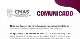 Bajo control, el suministro de agua para la ciudad de Xalapa .