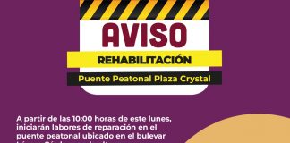 #Aviso Reparan puente peatonal de Plaza Cristal #Xalapa