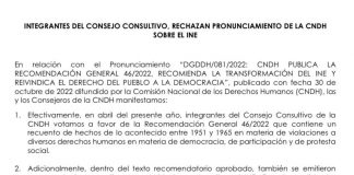 Consejo Consultivo de la CNDH rechaza pronunciamiento de Rosario Piedra .