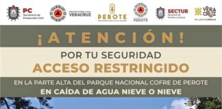 Restrigen paso al Cofre de Perote por Nevada