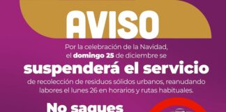 Anuncia Limpia Pública suspensión de servicio durante Navidad y Año Nuevo #Xalapa