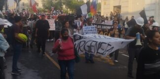 Jornada de protestas llega a la capital Lima en Perú; La Presidenta llama a manifestarse pacíficamente.