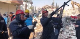 Brigada rusa y su tecnología rescata a 8 personas en Turquía .