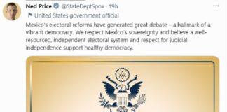 EUA responde a AMLO con mismo pronunciamiento sobre organizaciones electorales independientes en México.