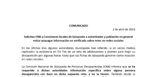 Comisión Nacional de búsqueda descarta desapariciones por reto viral
