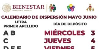 Conoce el calendario de dispersión de la Pensión Bienestar, mayo 2023 .