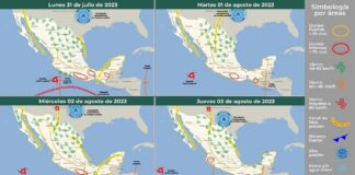 Continúan lluvias intensas en Veracruz, Michoacán Guerrero Oaxaca y Chiapas .
