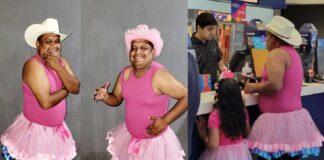 Un padre desafía estereotipos y acompaña a su hija a ver “Barbie” vestido de Rosa