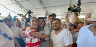 Claudia Sheinbaum estuvo con mujeres en Los Tuxtlas en Veracruz .