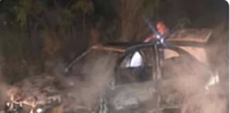 Confirma Fiscalía de Jalisco hallazgo de auto calcinado con restos humanos en Lagos de Moreno.