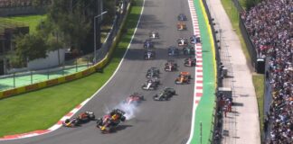 Checo Pérez, abandona carrera de F1, tras Choque con Leclerc; Adiós al segundo sitio en F1