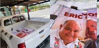 Encuentra propaganda de Cisneros Burgos en camioneta oficial de alcalde.