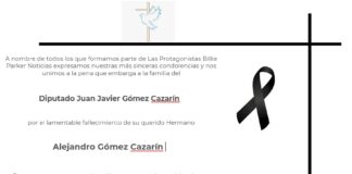 Esquela: Nuestras sentidas condolencias para el Diputado Juan Javier Gómez Cazarín y Familia.
