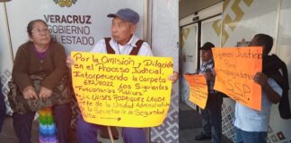 En manifestación ex policías de Veracruz denuncian que SSP bloquea su liquidación.