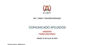 CIRT cancela la transmisión de la Hora Nacional en sus afiliados.