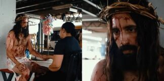 Actor caracterizado de Jesús con corona de espinas conmueve en central de autobuses –