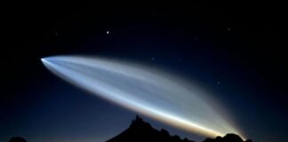 Espectacular vista del Satélite de Space X en el maravilloso escenario de San Carlos