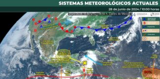 Continúa pronóstico de lluvias intensas sobre el occidente, sur y sureste de México.