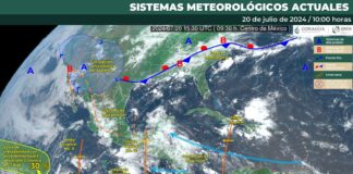 Pronostican lluvias intensas en Chiapas, Oaxaca, Sonora, Tabasco y Veracruz.