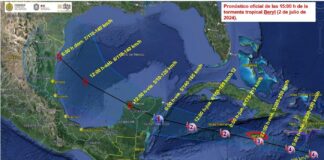 Beryl podría llegar al norte de Veracruz el viernes por la tarde.