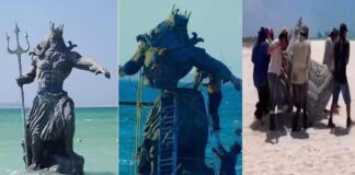 Retiran la estatua de Poseidón en #Progreso, #Yucatán