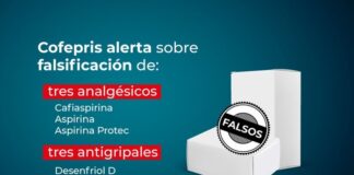 Cofepris alerta sobre falsificación de tres analgésicos y tres antigripales.