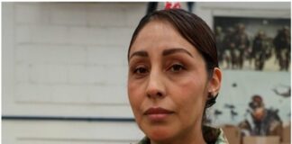 La Banda Presidencial de Claudia Sheinbaum bordada a mano por Evangelina Rentería de la Cruz.