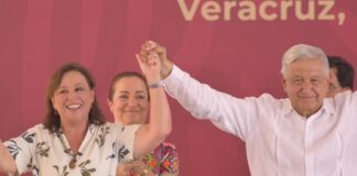 AMLO se despide en Veracruz respaldando a Rocío Nahle y Claudia Sheinbaum .