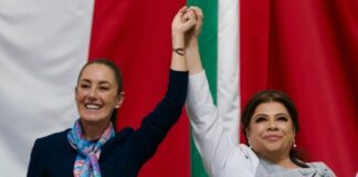 Claudia Sheinbaum asiste a la toma de protesta de Clara Brugada.