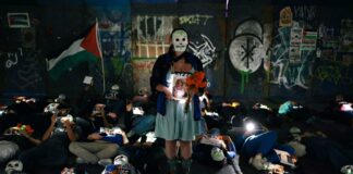 Periodistas protestan por los más de 180 comunicadores asesinados en Gaza .