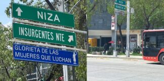 Retiran señalamientos de la Glorieta de las Mujeres que Luchan.