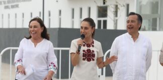 Rocío Nahle acompaña a Presidenta Claudia Sheinbaum a gira en Veracruz