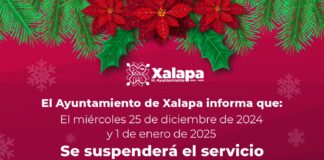#Xalapa: No habrá servicio de limpia pública 25 de diciembre y 1 de enero.