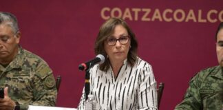 Gobernadora Rocío Nahle encabeza primera mesa de seguridad en Coatzacoalcos.