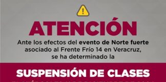 Suspenden clases este miércoles en #Veracruz en todos los niveles educativos.