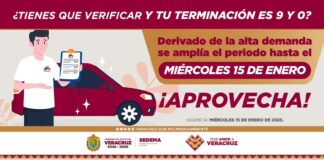 Plazo de verificación vehicular en Veracruz se amplía hasta el 15 de enero.