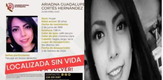 Tras un año de desaparecida reportan haber localizado a Ariadna Guadalupe.