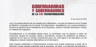 Rocío Nahle respalda política migratoria de la presidenta Claudia Sheinbaum.