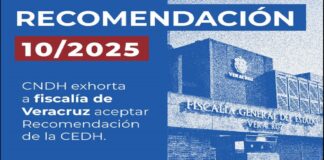 CNDH exhorta a Fiscalía de Veracruz aceptar recomendación de la Comisión Estatal