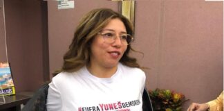 Diputadas veracruzanas portan camisetas con leyenda #fueraYUNESdeMorena.