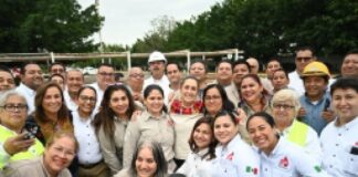 Sheinbaum y Nahle supervisan planta de fertilizantes para fortalecer el campo.