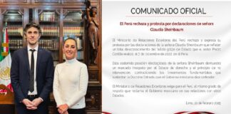 Perú reclama a la Presidenta Claudia Sheinbaum su injerencismo.