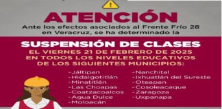 Este viernes, el Gobierno de Veracruz suspende clases en 13 municipios del sur.