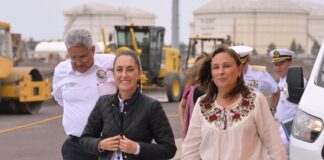 Claudia Sheinbaum y Rocío Nahle, supervisan infraestructura portuaria .